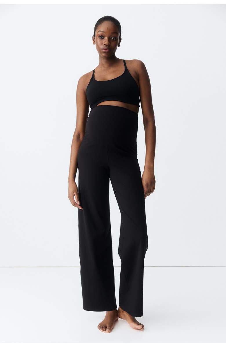 H&M Mama Wide Sports Trousers, Alternate, color, Black