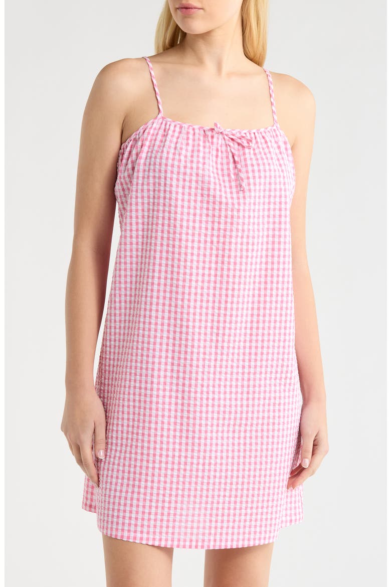 Gingham Seersucker Chemise, Main, color, PINK COMBO