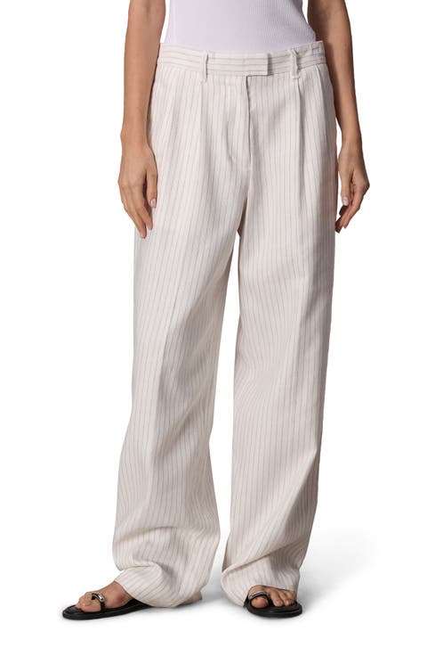 Newman Pleated Cotton & Linen Wide Leg Pants