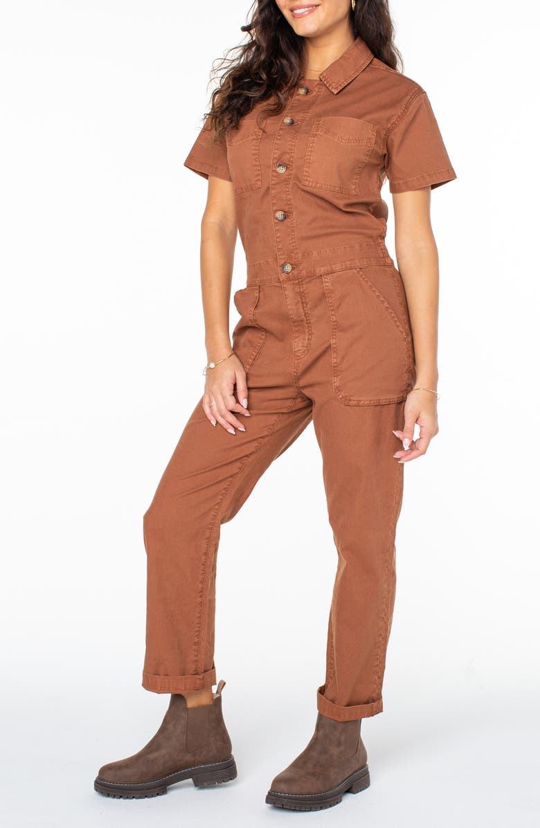 Roxy Servo Stretch Cotton & Linen Jumpsuit, Alternate, color, Russet