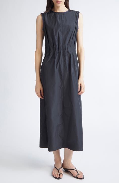 Go Lightly Pleated Satin Sleeveless Dress