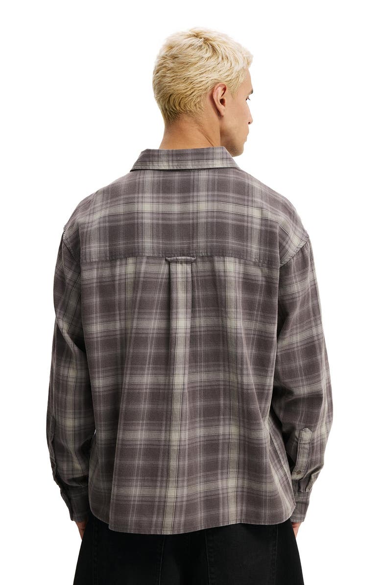 Cotton On Men's Tribeca Long Sleeve Shirt, Alternate, color, Charcoal Washed Check