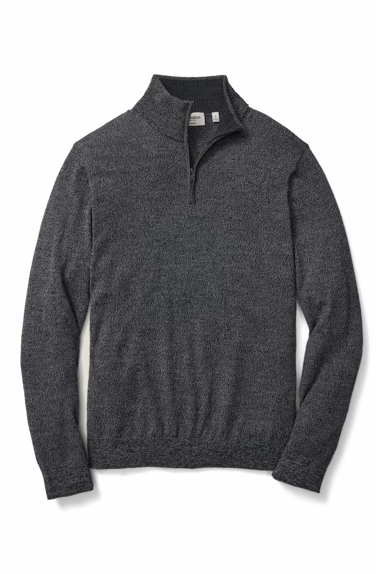 Merino Wool Quarter Zip Sweater, Main, color, BLACK WHITE MOULINE