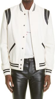 Saint Laurent Teddy Stretch Wool Varsity Jacket