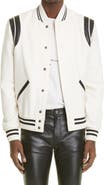 Saint Laurent Teddy Stretch Wool Varsity Jacket