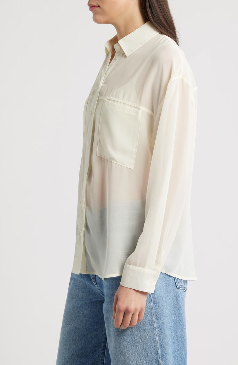DELUC Grayson Sheer Shirt, Alternate, color, Ecru