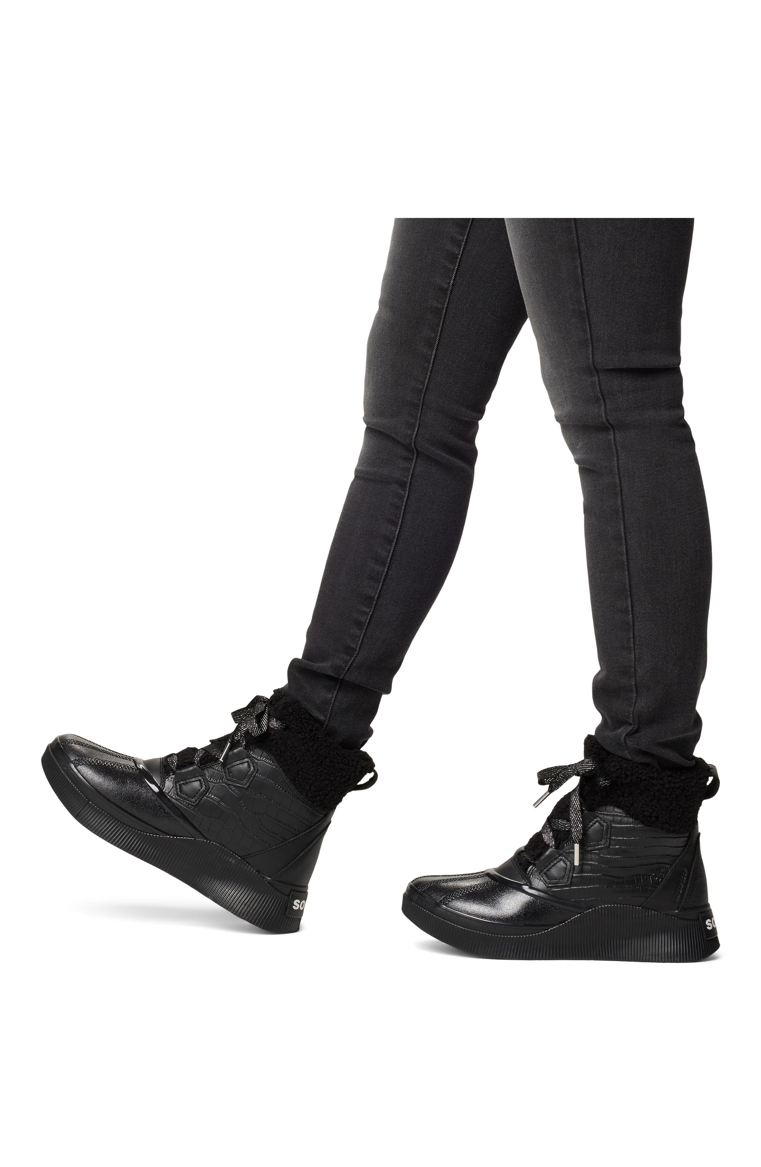 SOREL Out N About IV Chillz Lux Waterproof High Top Sneaker, Alternate, color, Black/ Black