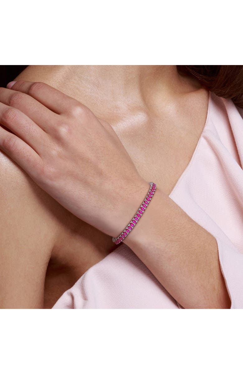 DELMAR Oval Cut Created Ruby Tennis Bracelet, Alternate, color, Red