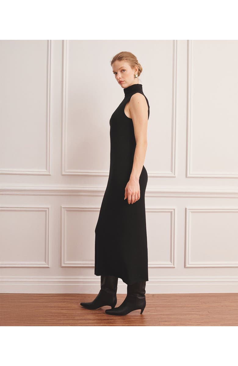 NAADAM Super Fine Cashmere Sleeveless Turtleneck Dress, Alternate, color, Black