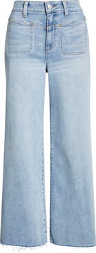PAIGE Anessa Raw Hem High Waist Wide Leg Jeans