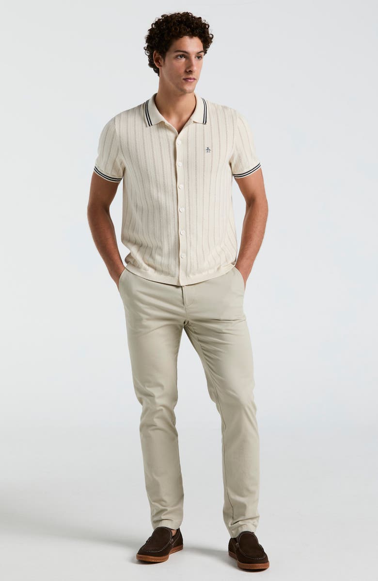 Original Penguin Drop Needle Polo Cardigan, Alternate, color, Birch