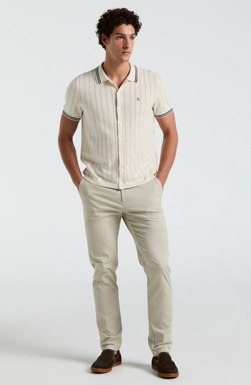Original Penguin Drope Needle Polo Cardigan In Birch