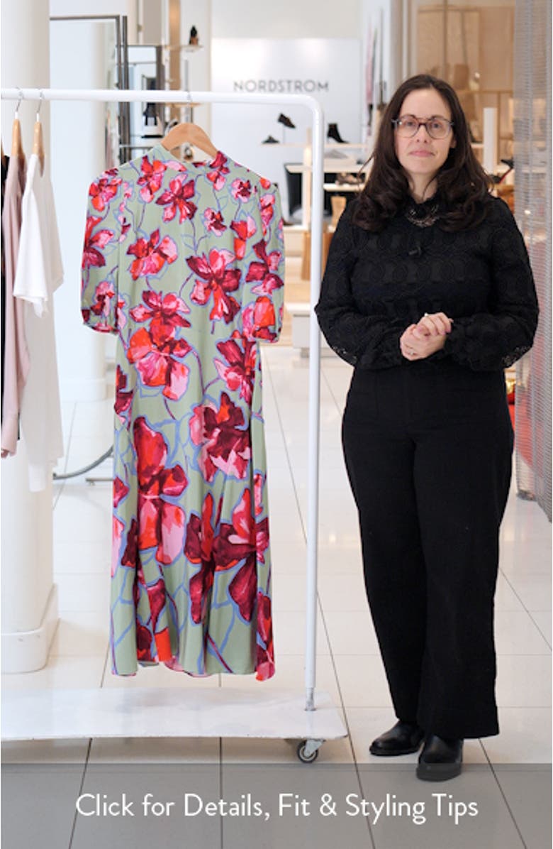 Nella Floral Mock Neck Midi Dress, sales video thumbnail