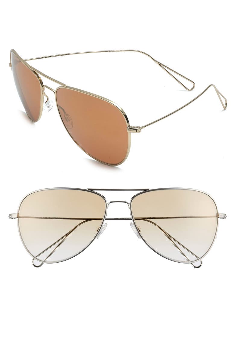 Isabel Marant par Oliver Peoples 'Matt' 60mm Aviator Sunglasses, Main, color, MATTE SILVER/ HONEY GRADIENT