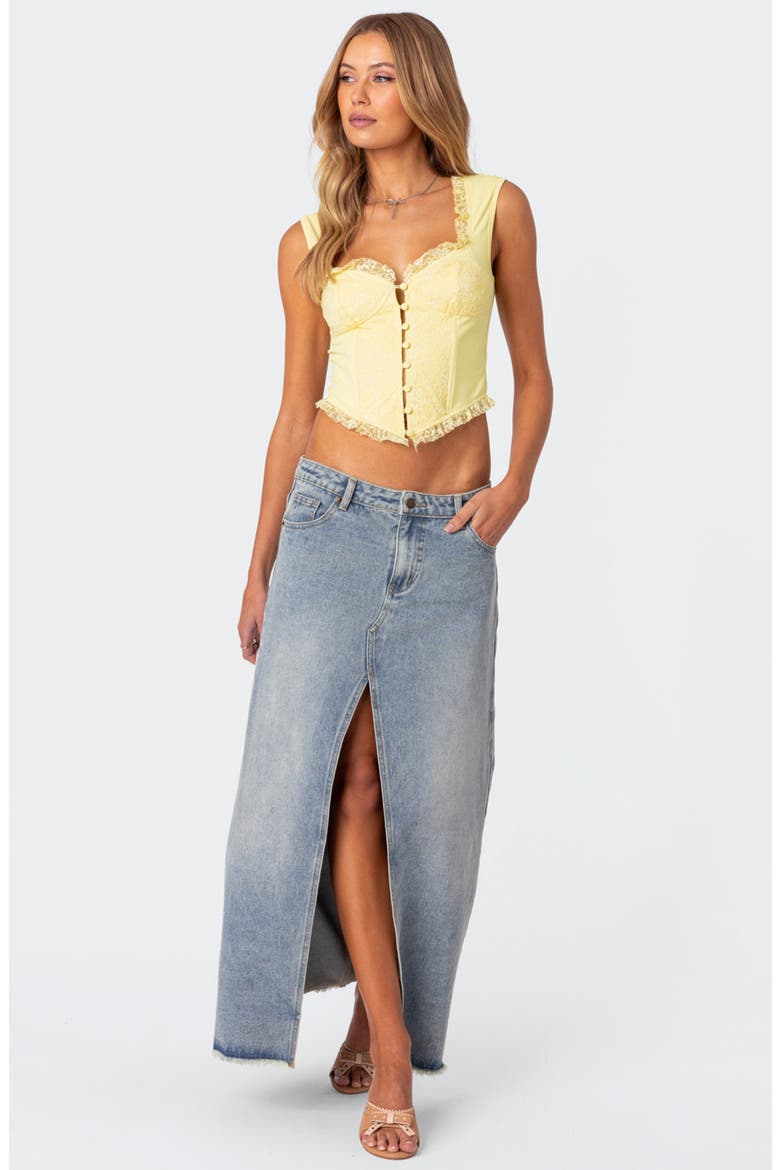 Lace Panel Corset Crop Top, Alternate, color, YELLOW
