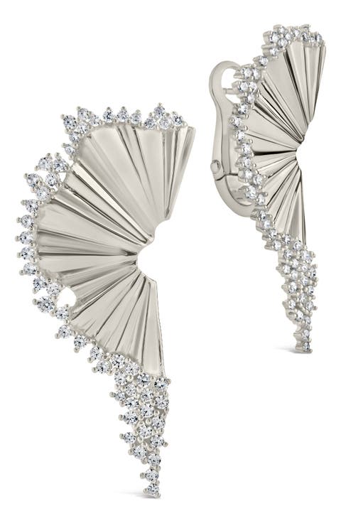 Angelina CZ Fan Statement Earrings