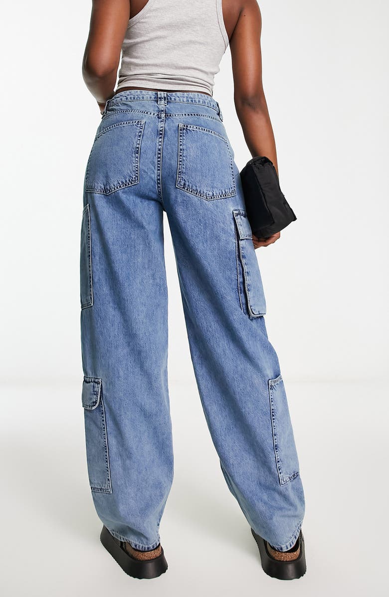 ASOS DESIGN Wide Leg Cargo Jeans, Alternate, color, 