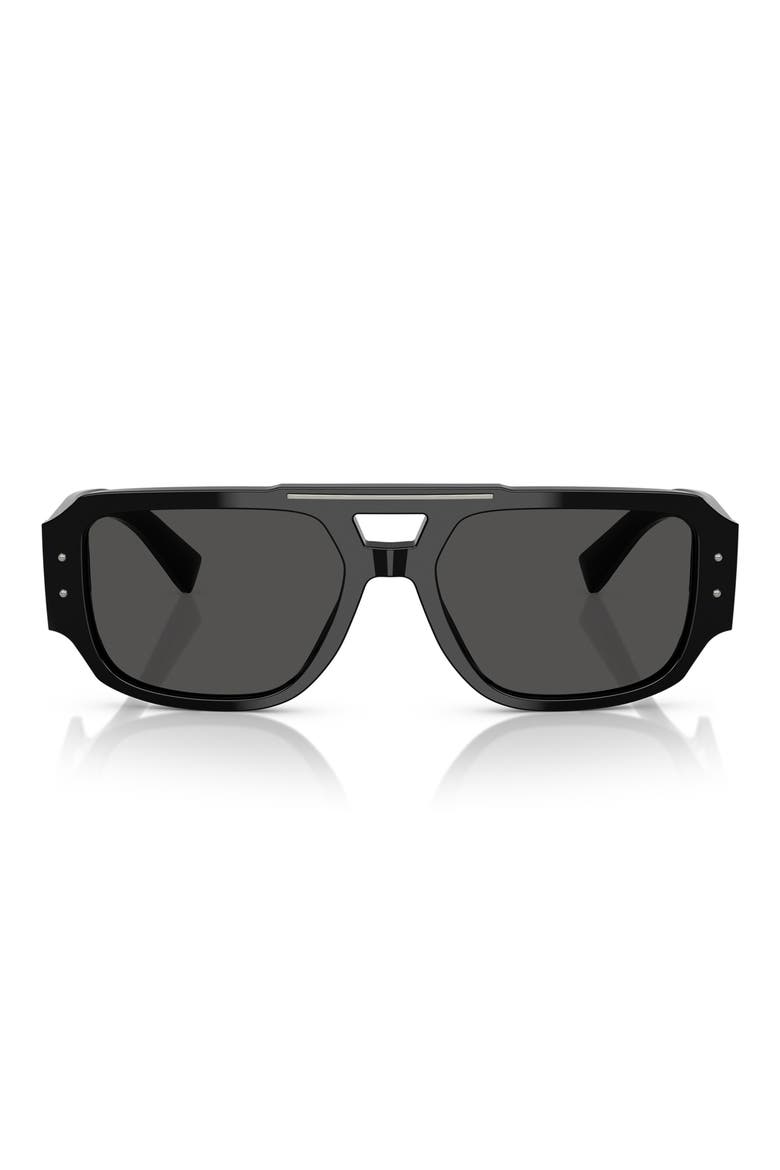 57mm Pilot Sunglasses, Main, color, BLACK