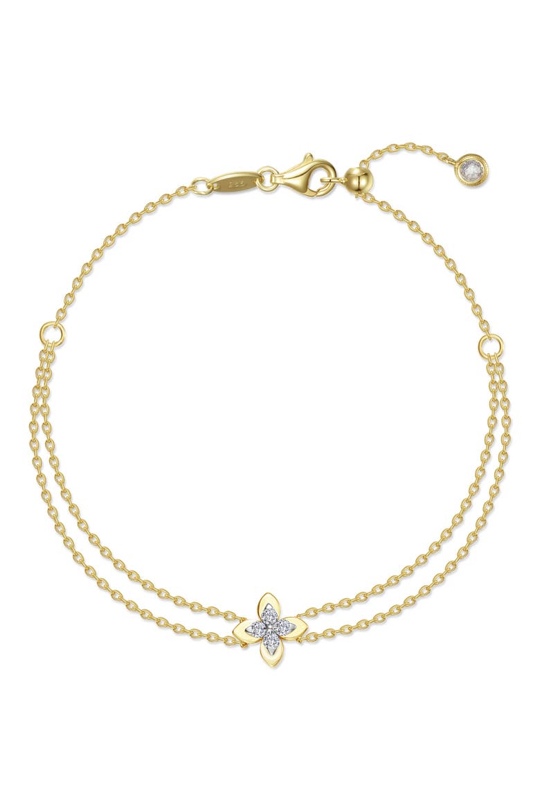 Magnolia Blossom Simulated Diamond Bracelet, Main, color, WHITE/ GOLD