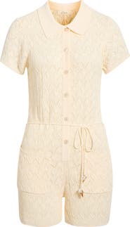 Elan Pointelle Cover-Up Sweater Romper