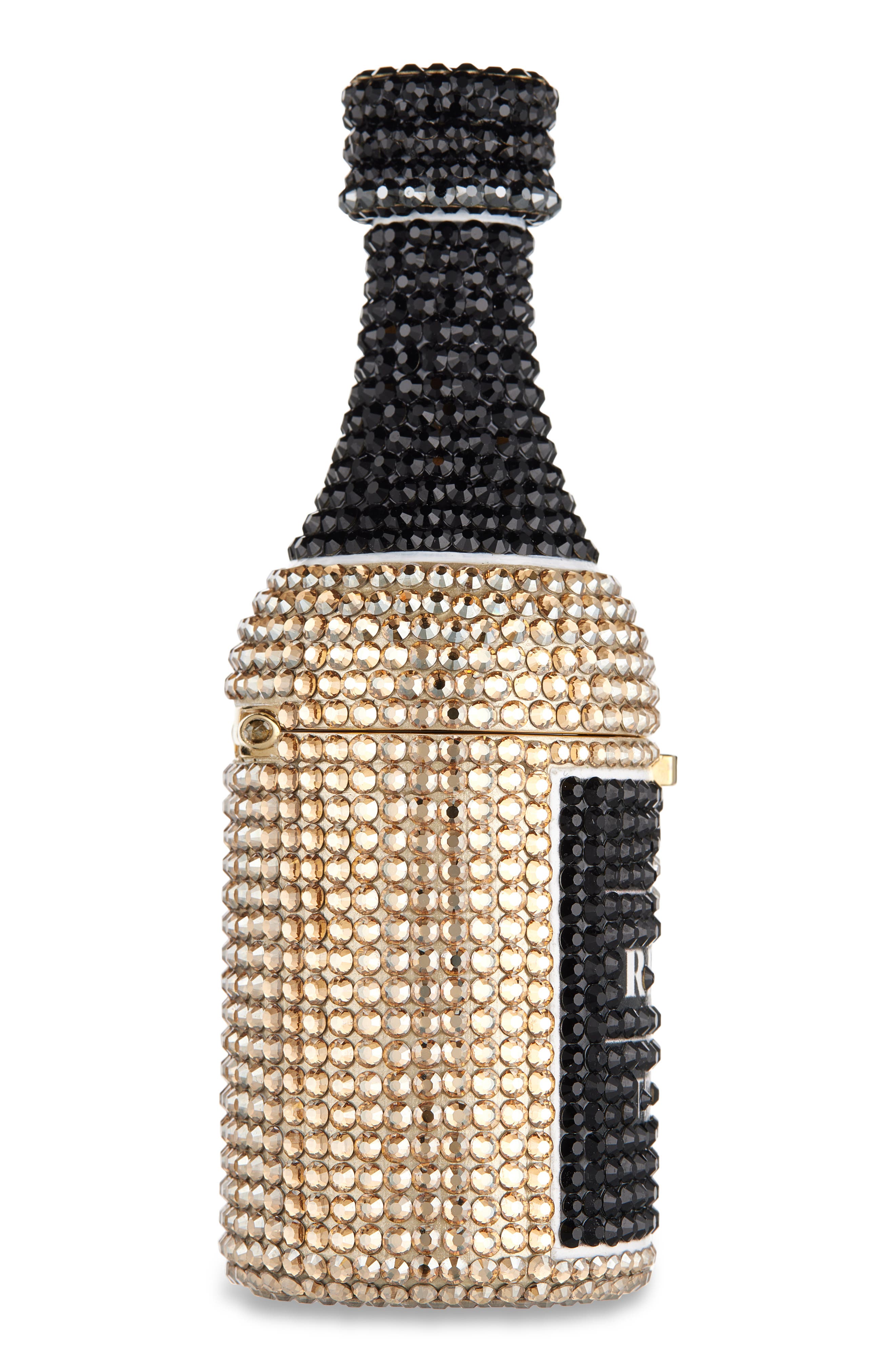JUDITH LEIBER COUTURE Mini Crystal Bottle Pillbox, Alternate, color, Champagne Prosecco Multi