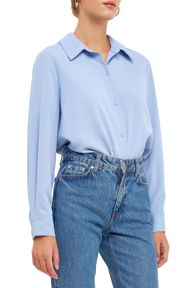 Endless Rose Classic Button-Up Shirt, Alternate, color, Powder Blue