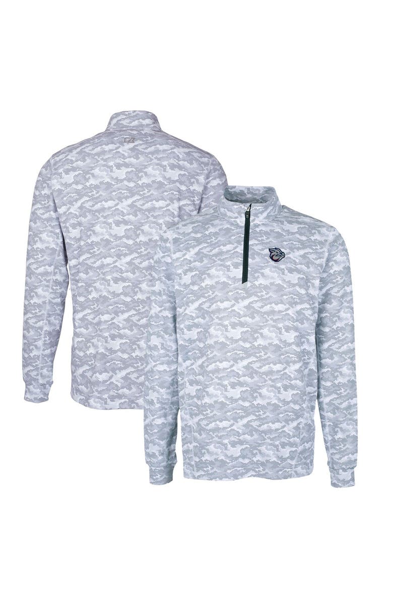 Cutter & Buck Men's Cutter & Buck Charcoal Lehigh Valley IronPigs Traverse Camo Print Stretch Quarter-Zip Pullover Top, Main, color, 