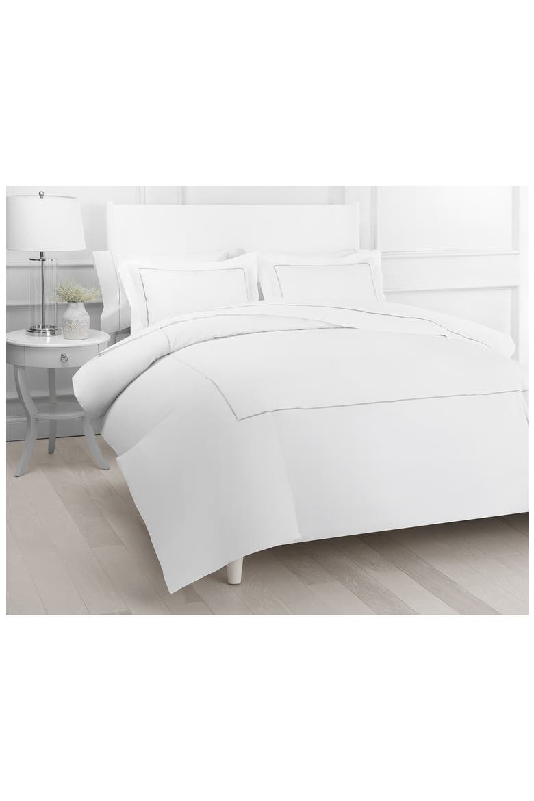 Marrow Stripe Cotton Percale Duvet Set, Main, color, GREY/WHITE
