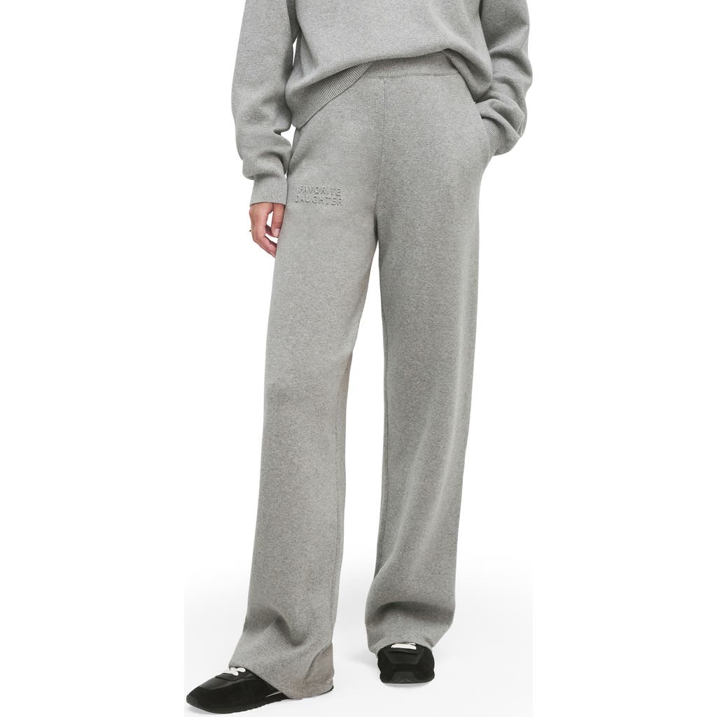 Favorite Daughter Fatigue Sisters Cotton & Cashmere Wide Leg Sweater Pants In Gray