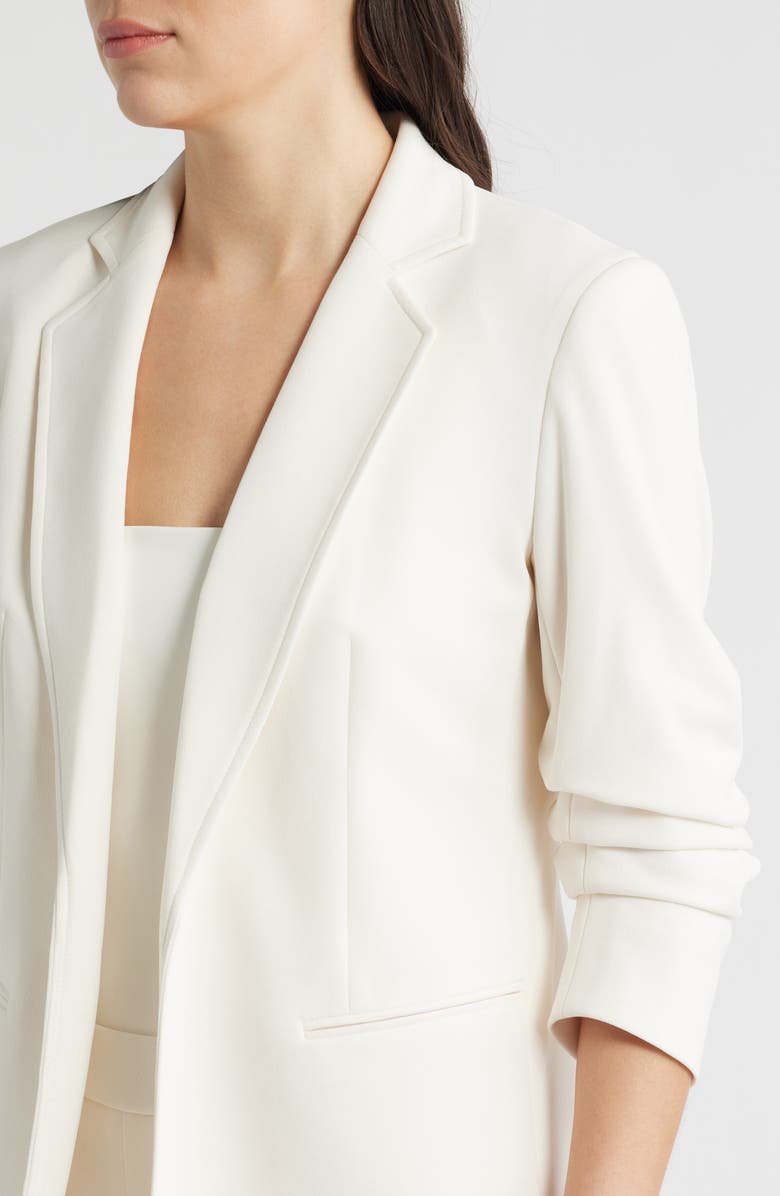 Anne Klein Open Front Scrunch Sleeve Blazer, Alternate, color, White Dove