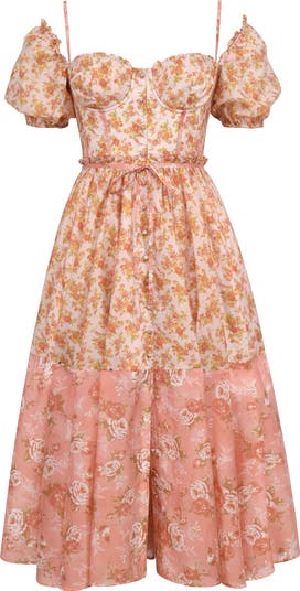 Penelope Floral Puff Sleeve Corset Maxi Dress