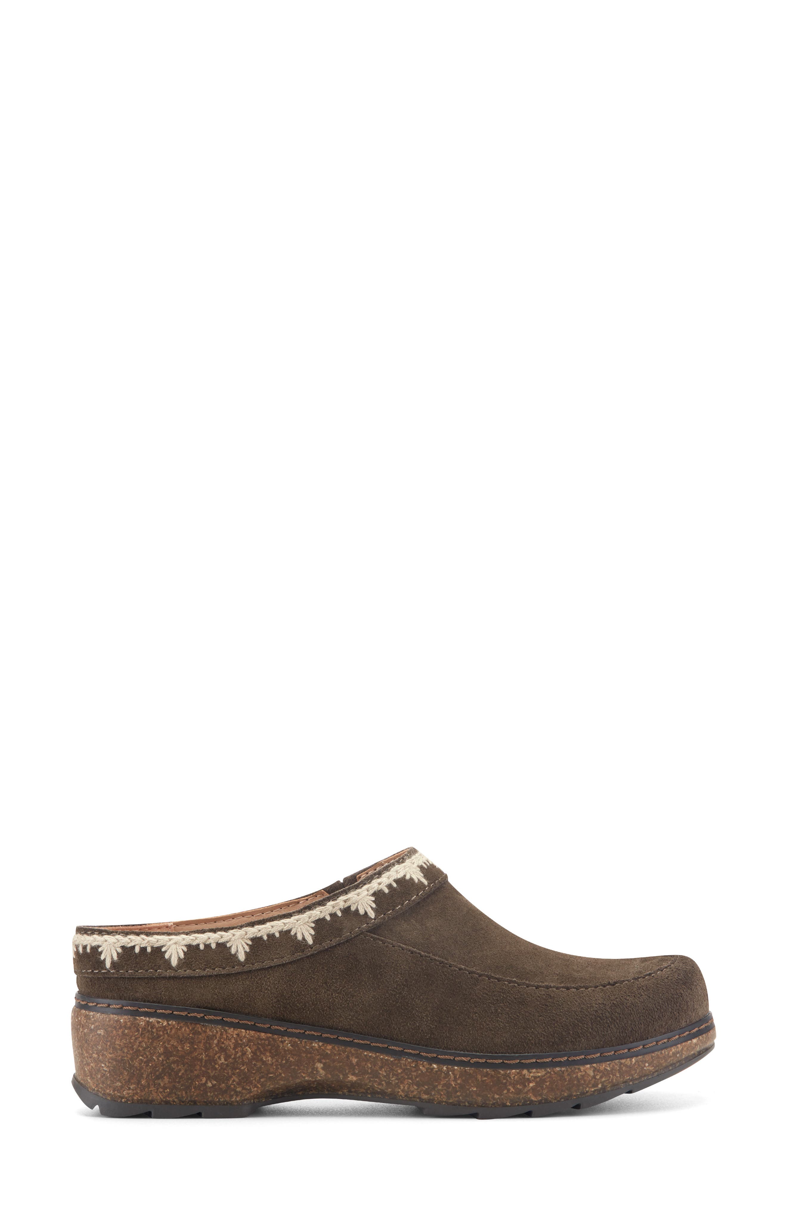 Kamona Clog, Alternate, color, DARK BROWN SUEDE