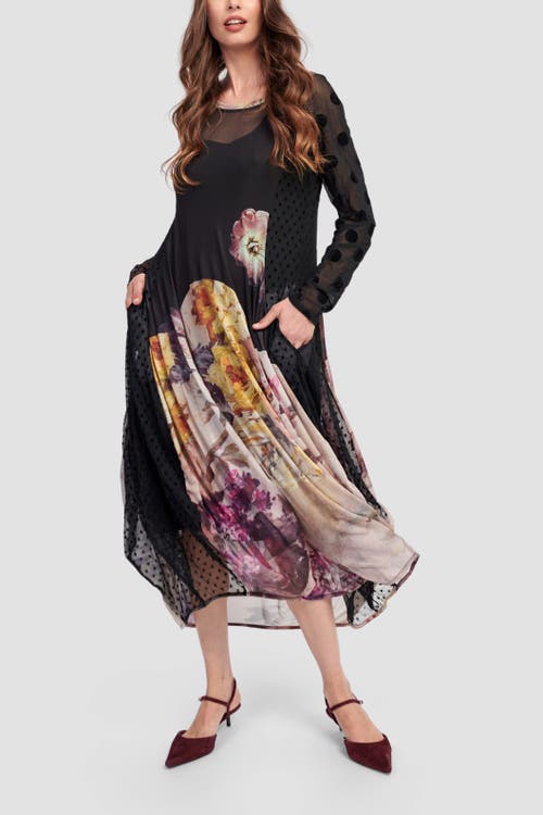 Alembika Mixed Media Cocoon Mesh Maxi In Multi