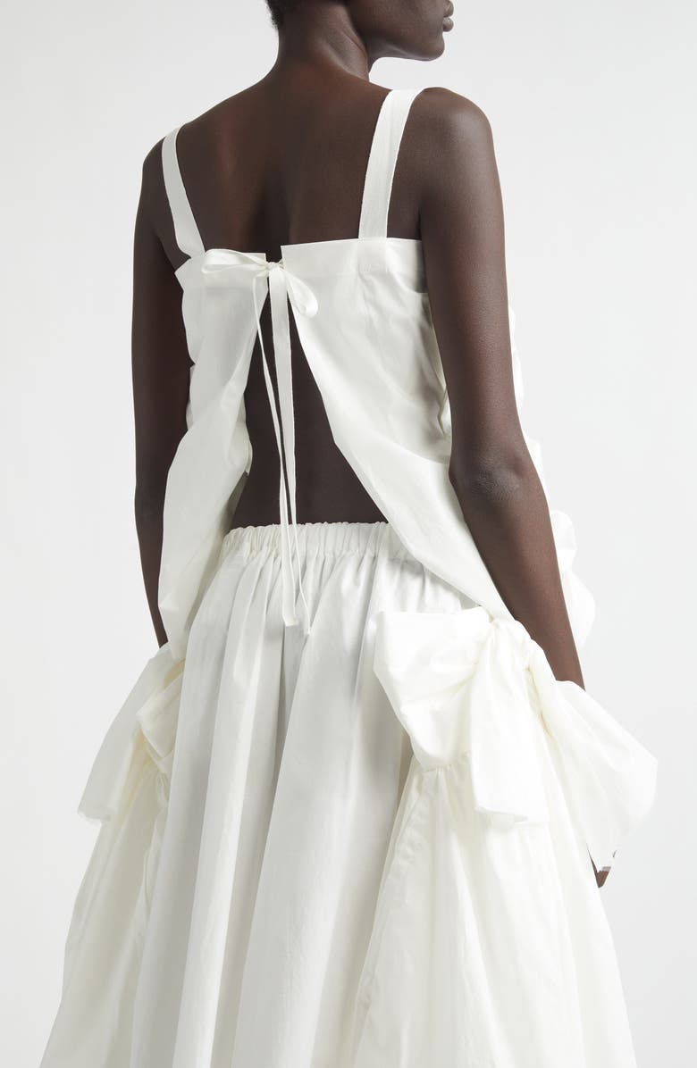 Tao Comme des Garçons Gathered Tumbled Cotton & Tulle Corset Top, Alternate, color, White
