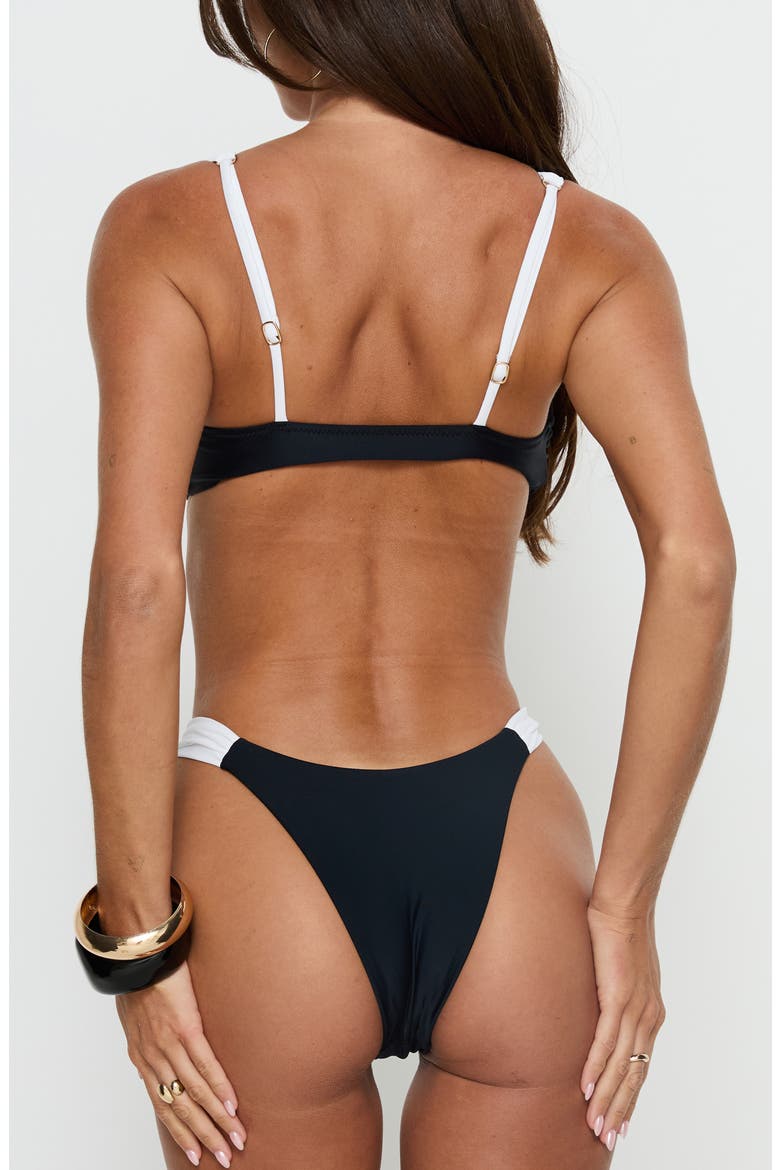 Siamese Triangle Bikini Top, Alternate, color, BLACK / WHITE