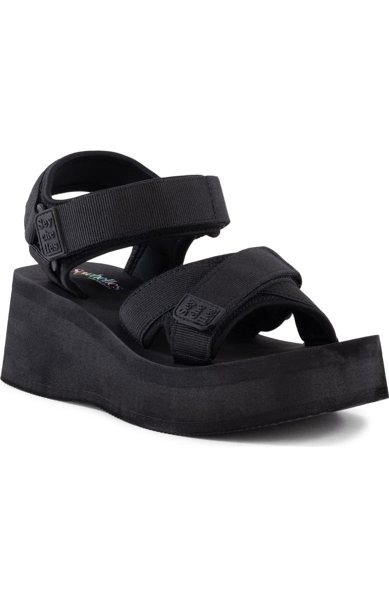 Seychelles Serenade Platform Wedge Sandal, Main, color, Black