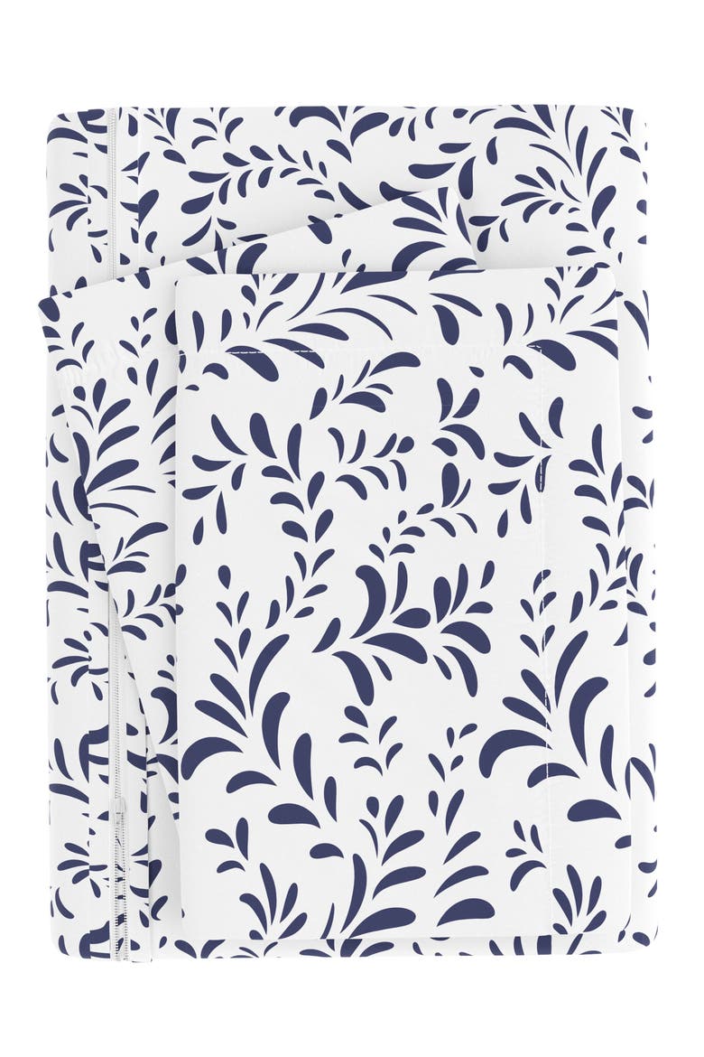 Home Spun Premium Ultra Soft 3-Piece Burst of Vines Print Duvet Cover Set, Alternate, color, NAVY
