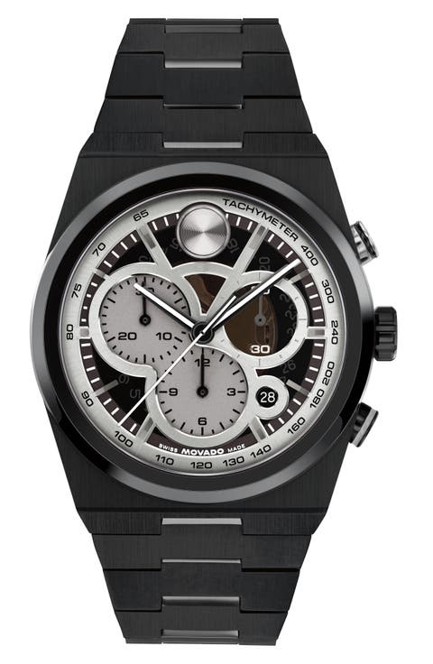 Bold Quest Skeleton Chronograph Bracelet Watch, 40mm