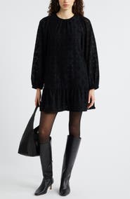 Treasure & Bond Long Sleeve Drop Waist Chenille Minidress