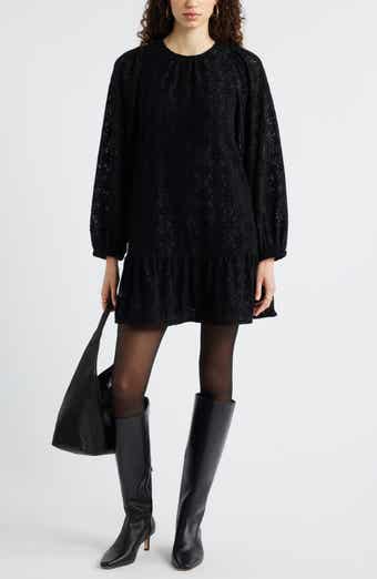 Treasure & Bond Long Sleeve Drop Waist Chenille Minidress