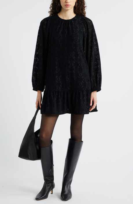 Treasure & Bond Long Sleeve Drop Waist Chenille Minidress