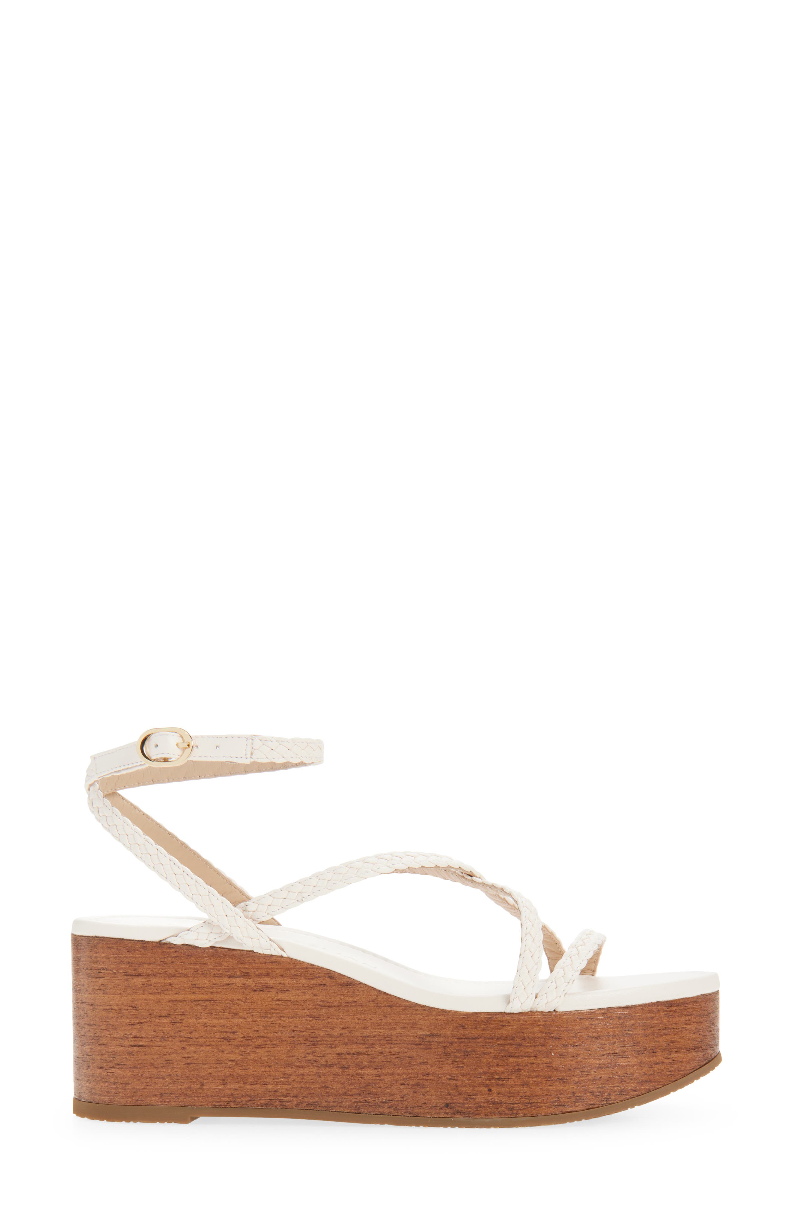 Stuart Weitzman Wovette Wedge Sandal, Alternate, color, Seashell/ Walnut