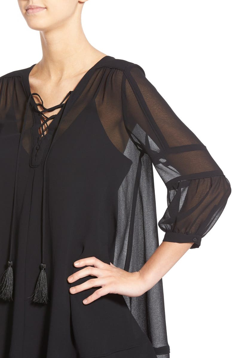 Chelsea28 Lace-Up Babydoll Dress, Alternate, color, 