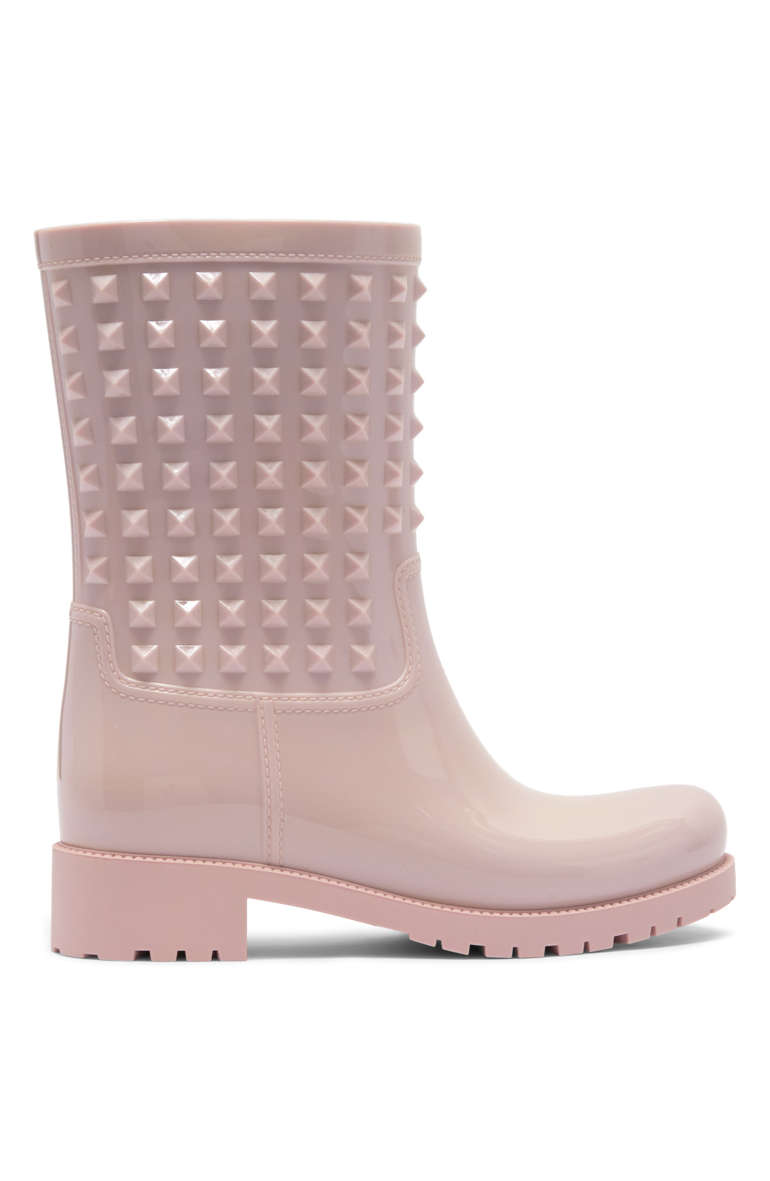 Rockstud Waterproof Rain Boot, Alternate, color, WATER ROSE