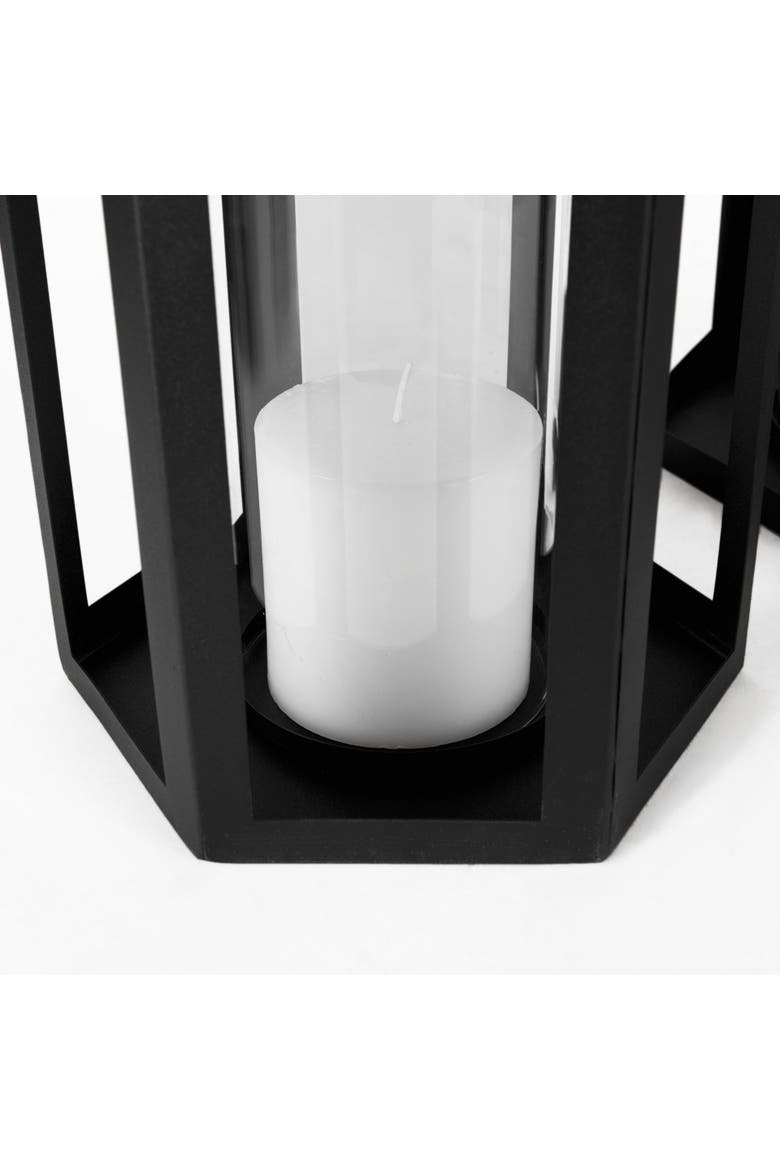 Balley Set of Two Metal Hexagonal Candle Holder, Alternate, color, Black