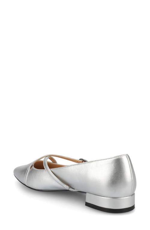 Journee Collection Women's Camby Crisscross Strap Pointed Toe Flats In Silver