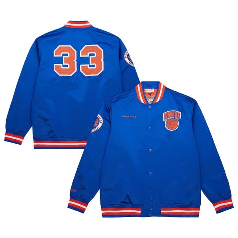Men's Mitchell & Ness Patrick Ewing Royal New York Knicks NBA Legends Full-Snap Satin Jacket