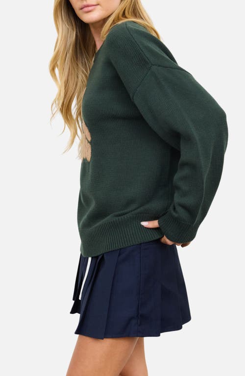 Blu Pepper Teddy Bear Pullover Sweater In Green