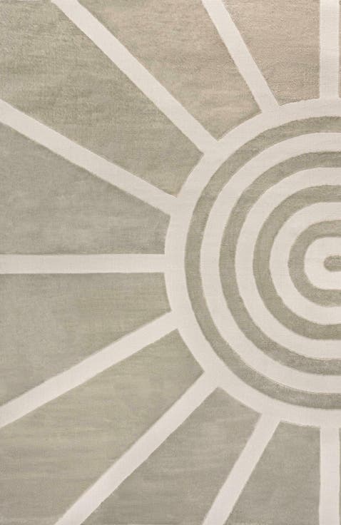 Aelius MidCentury Scandinavian Abstract Sun Two-Tone High-Low Area Rug
