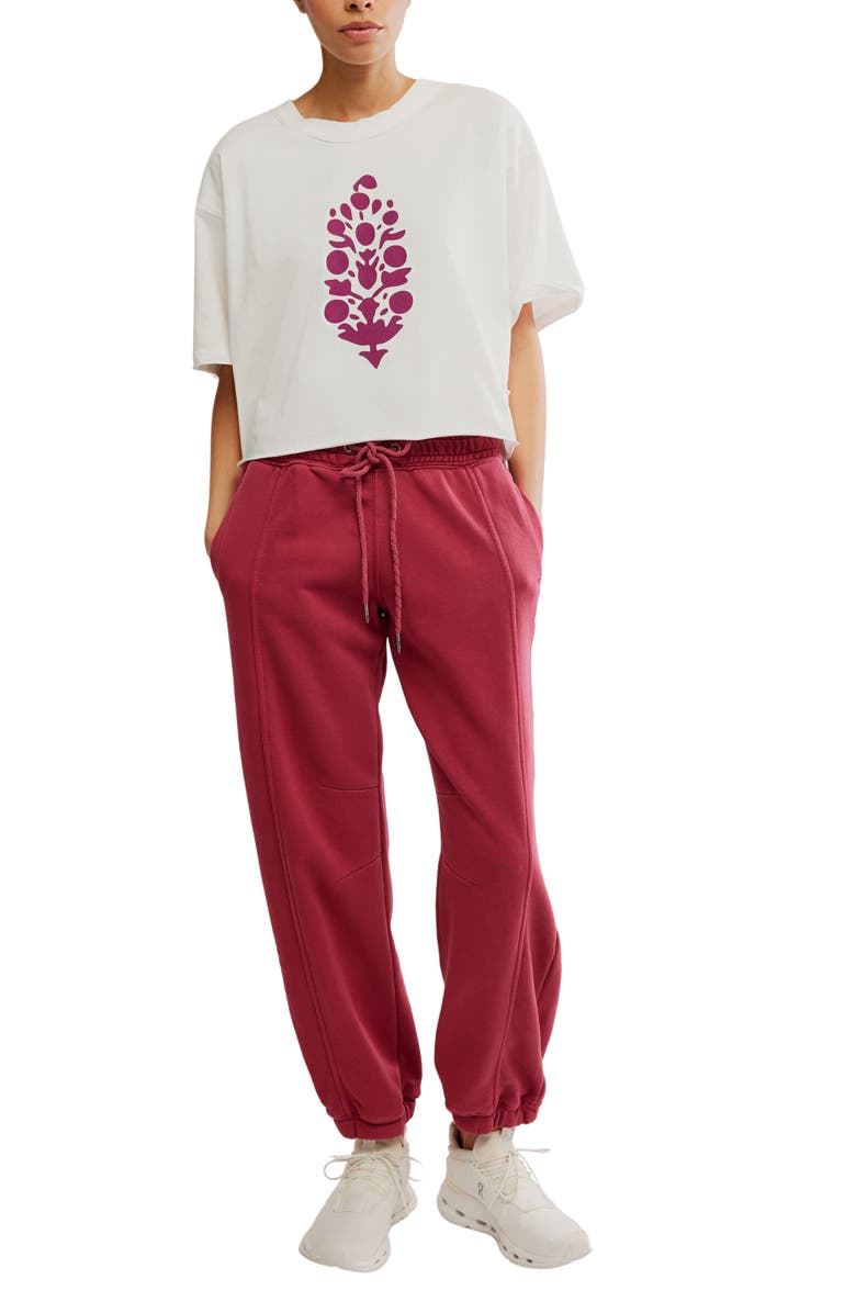 Free People FP Movement Inspire Cotton Graphic T-Shirt, Alternate, color, White/ Deep Mulberry